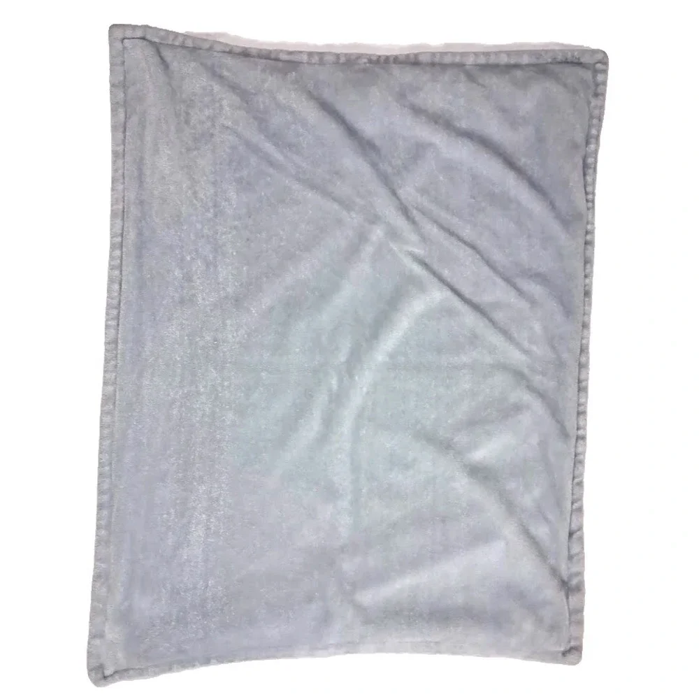 Gray Embossed‎ Rocketship Stars Moon Baby Blanket Solid Soft Plush 30x40 Lovey